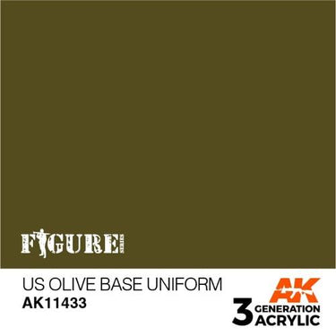 AK Interactive AK11433 Figure Series US Olive Base Uniform Acrylic Paint 17ml 3rd Generation